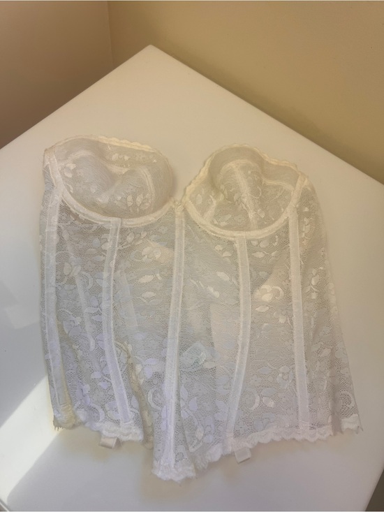 Carnival Other - White Lace Bustier Bandeau with Floral Boning